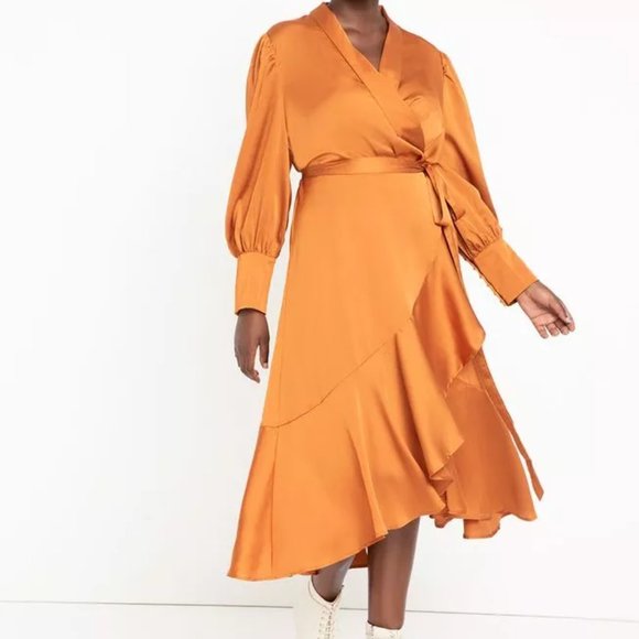 Eloquii Bishop Sleeve Wrap Dress Size 18 - Picture 3 of 5